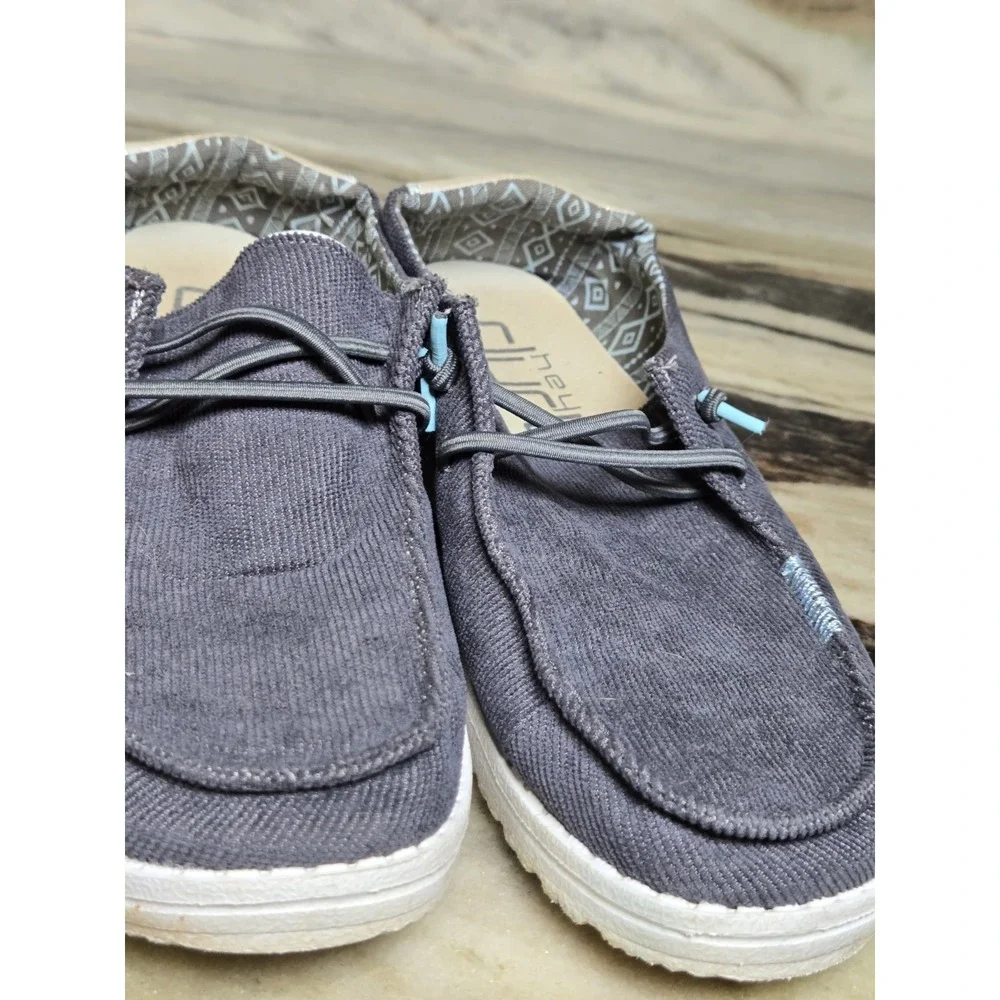 Hey Dude Wendy Women's Size 7 Gray‎ Slip-On Sneakers Corduroy Carbon